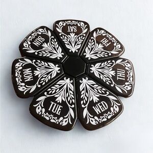 Black and White Flower Weekly Pill Organizer | Black Floral Pill Box | New